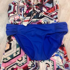 🌊 Hapari Colorful Geometric Halter Tankini Top & Blue Athleta Bottoms 🌊